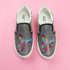 Tiny Bugs Girls Butterfly Print Slip Ons Sneakers - Dark Grey | Grocsy