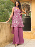 Janasya Lavender Georgette Embroidered Kurta,Bottom & Dupatta | Grocsy