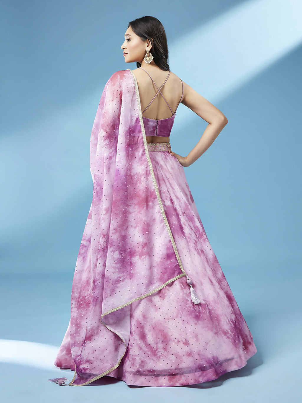 House of Panchhi Lavender Organza Floral Printed Lehenga choli & Dupatta | Grocsy