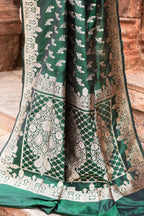 Joban Fashion Emerald Green Banarasi Katan Pure Handloom Banarasi Silk Saree | Grocsy