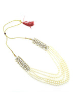 Mominos Fashion Johar Kamal Gold-Polished Rani Haar with White and Off white Pearls Jewellery Set