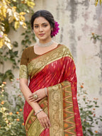 Shree Shyam Fashion Red Soft Silk Saree | Grocsy