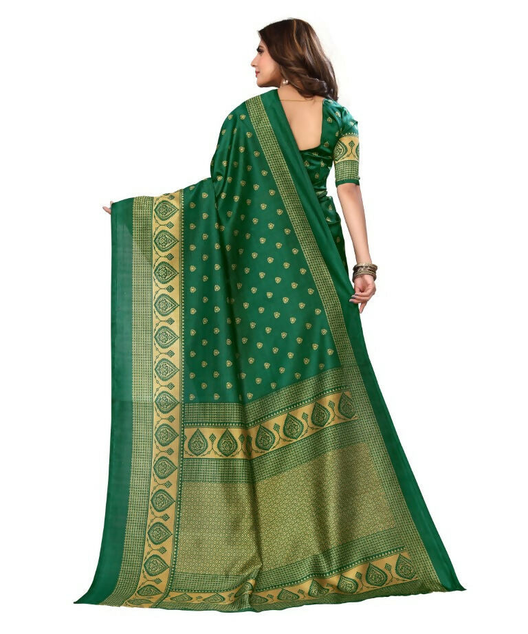 Vamika Green Printed Art Silk Saree | Grocsy
