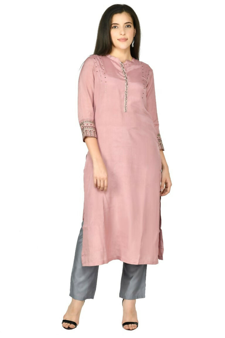 Joban Fashion Rose Gold Maslin Kurta Set | Grocsy