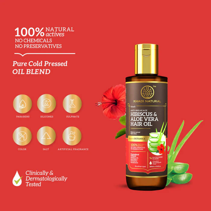 Khadi Natural Hibiscus & Aloe Vera Hair Oil | Grocsy