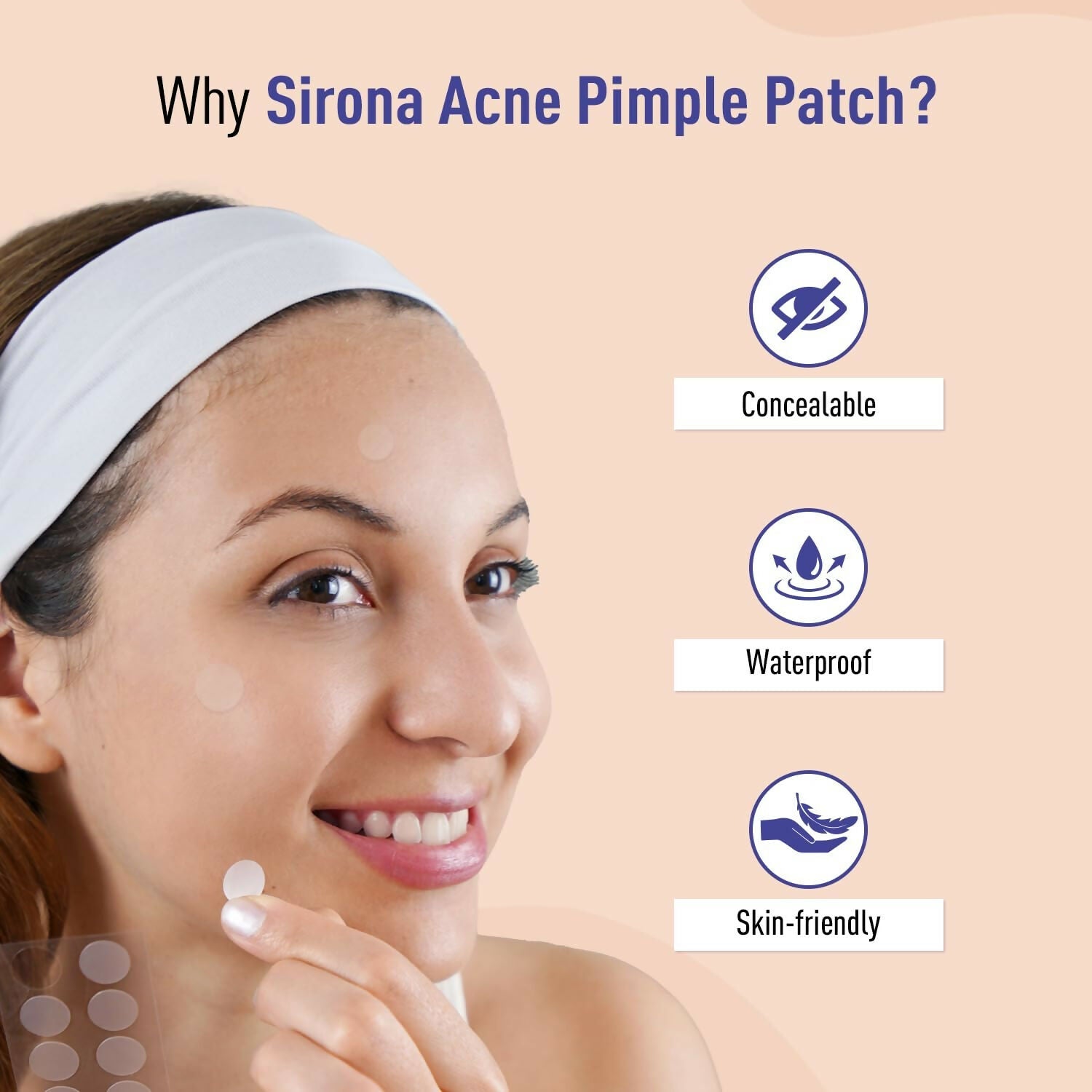 Sirona Anti Acne Pimple Patches For Face with 0.5% Salicylic Acid Invisible Facial Stickers Cover | Grocsy