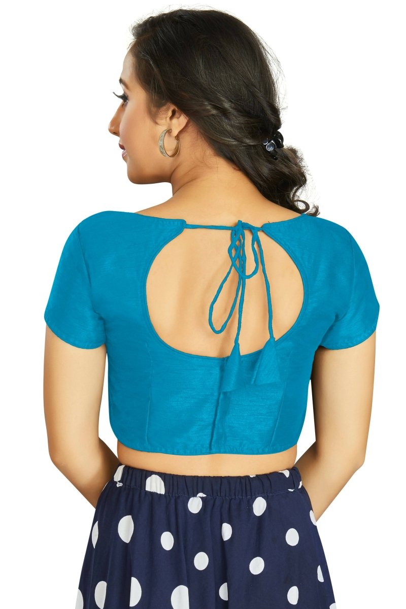 Aastha Fashion Women's Firozi Art Silk Designer Festive Wear Readymade Blouse | Grocsy