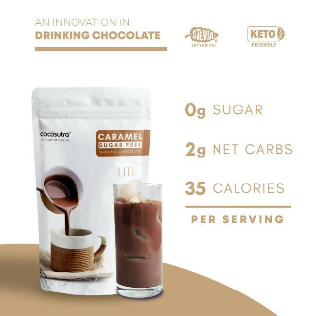 Cocosutra Lite- Sugar Free Caramel Drinking Chocolate Mix | Grocsy