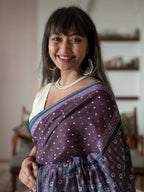 Suta Purple Polka Dots Pure Cotton Saree | Grocsy
