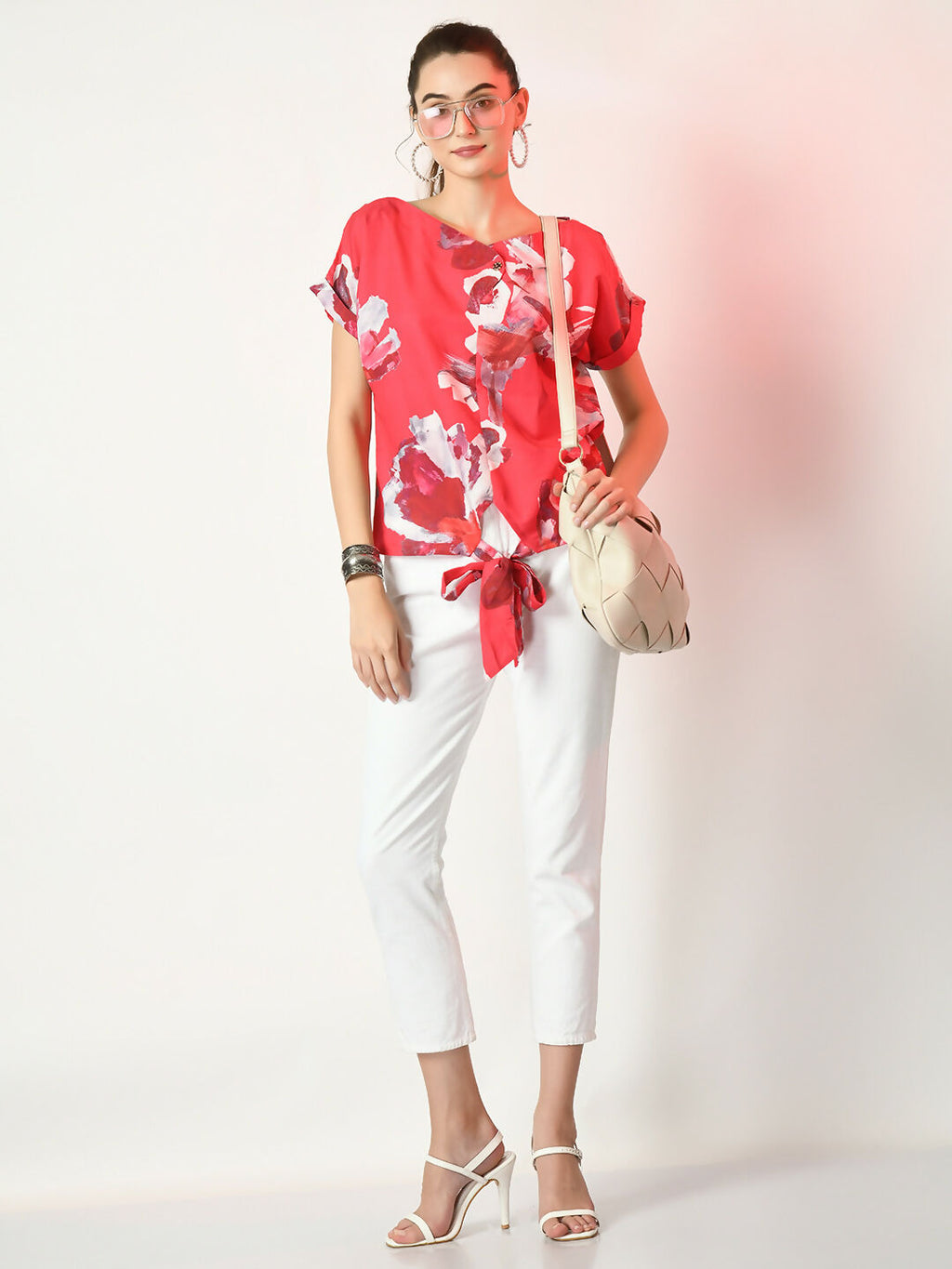 Myshka Women's Pink Printed Top | Grocsy