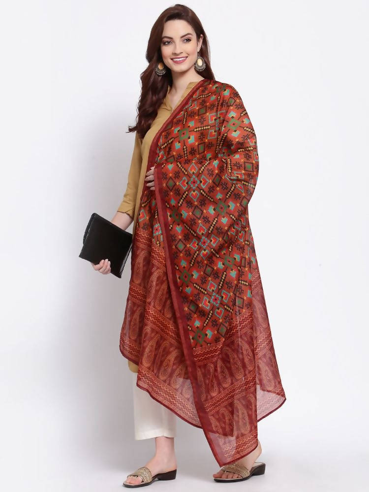 Myshka Women's Trendy Multi Cotton Silk Printed Casual Dupatta | Grocsy