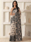 Shree Shyam Fashion Linen Cotton Black & Cream Saree | Grocsy