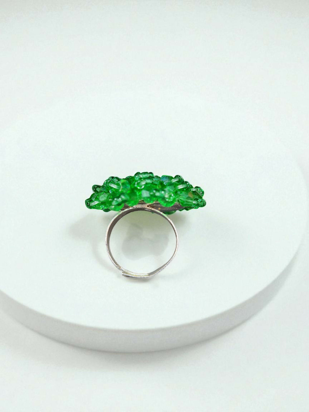Inhanns Rang-E-Roshan Adjustable Ring – Handmade Crystal Statement Ring - Light Green | Grocsy