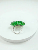 Inhanns Rang-E-Roshan Adjustable Ring – Handmade Crystal Statement Ring - Light Green | Grocsy