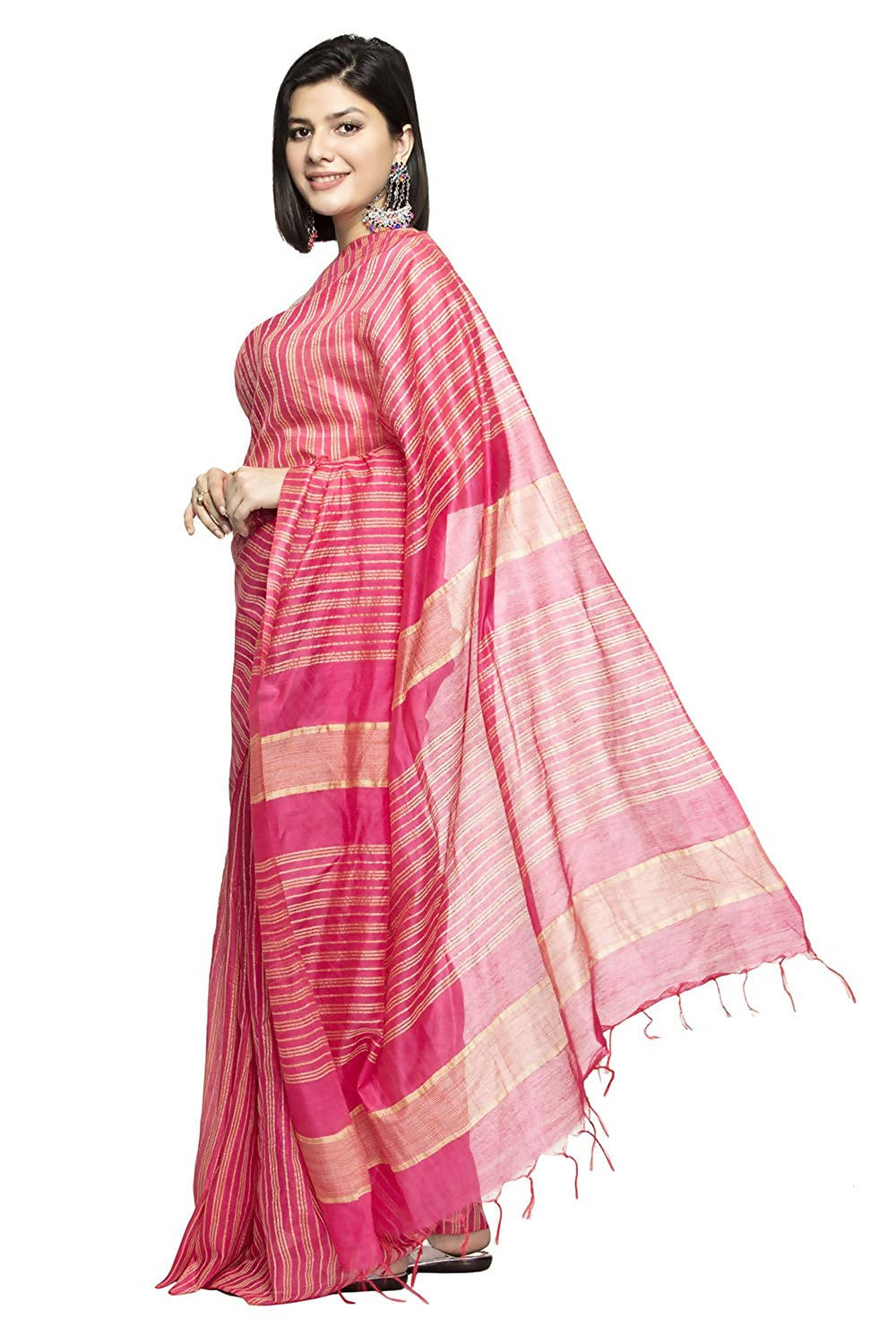 Mominos Fashion Magenta Color Bhagalpuri Saree | Grocsy