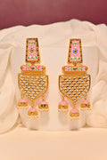 Traditional Gold-Polished Meenakari Pink Jhumka Jhumki Earrings By House of Ree - House of Ree