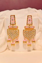 Traditional Gold-Polished Meenakari Pink Jhumka Jhumki Earrings By House of Ree - House of Ree