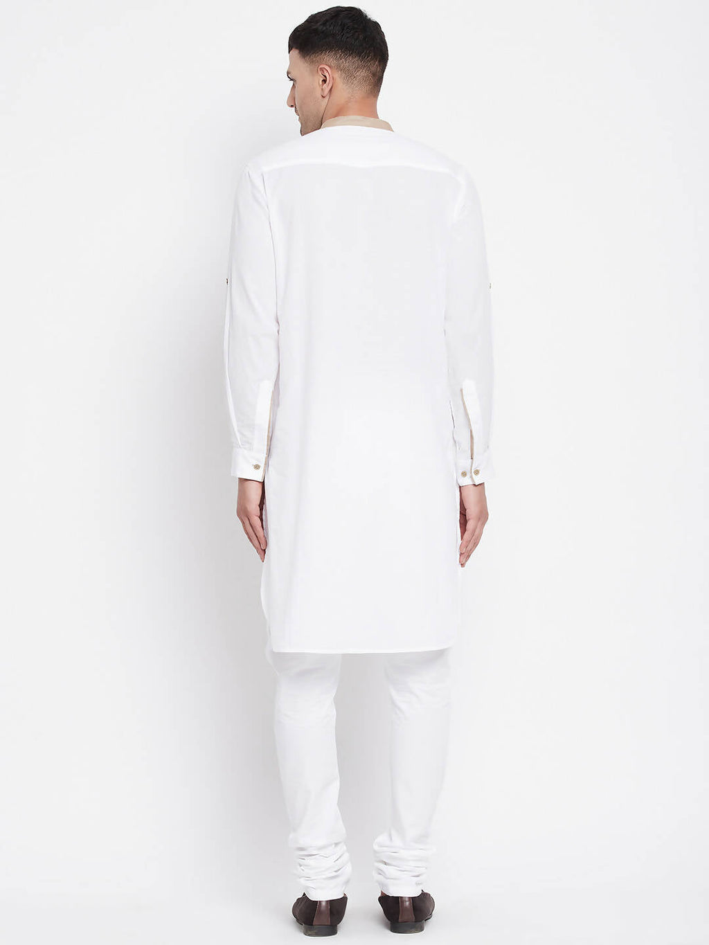 Even Apparels Beige Color Pure Cotton Men's Kurta With Band Collar | Grocsy