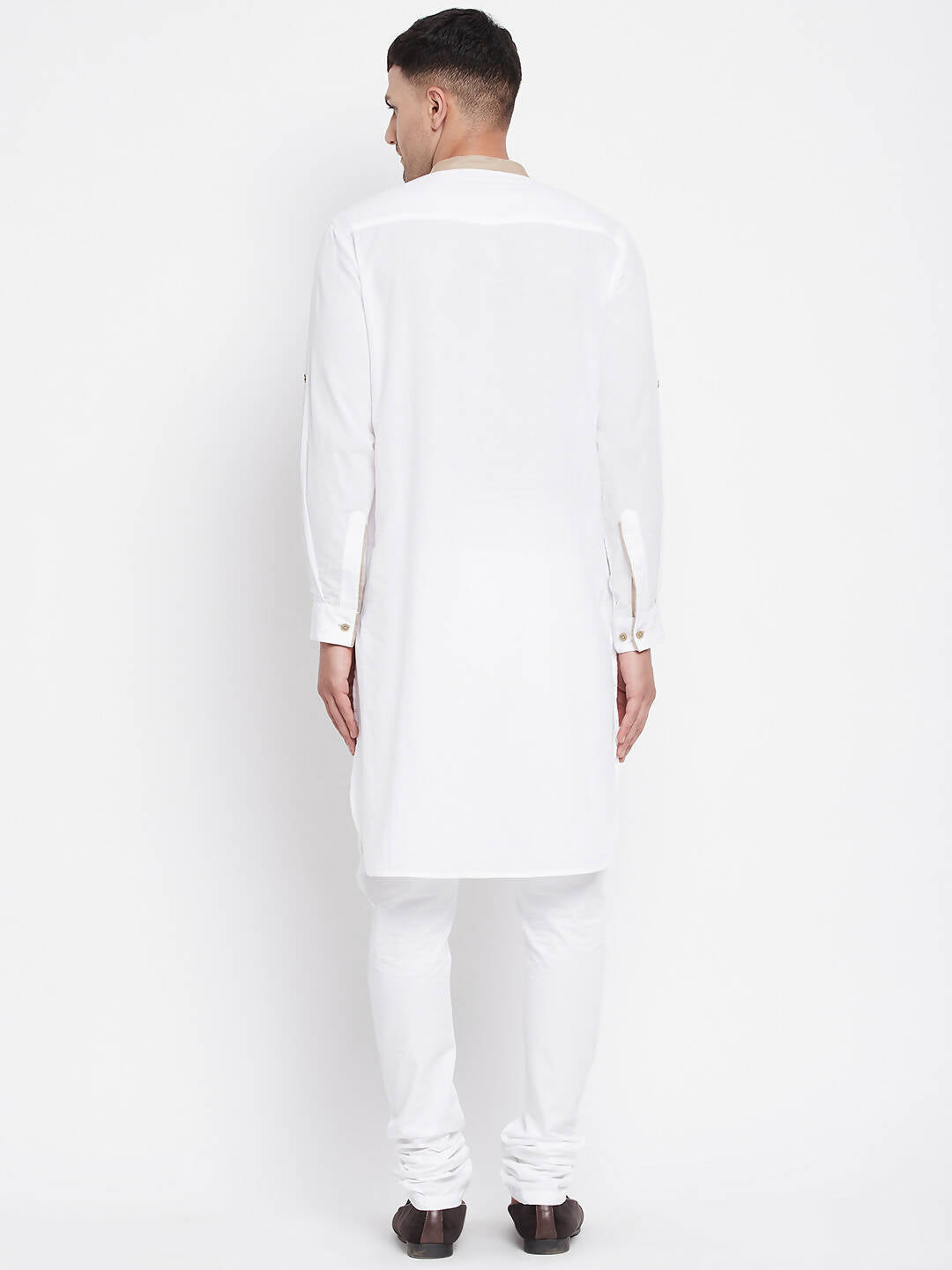 Even Apparels Beige Color Pure Cotton Men's Kurta With Band Collar | Grocsy