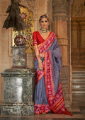 Navy Blue Banarasi Weaving, Ultra Aqua Finish, Zari Work Banarasi Silk Saree - Rath Kunti | Grocsy