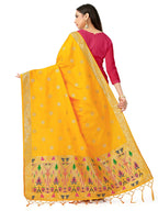 Mimosa Women's Floral Art Silk Gold Dupatta | Grocsy