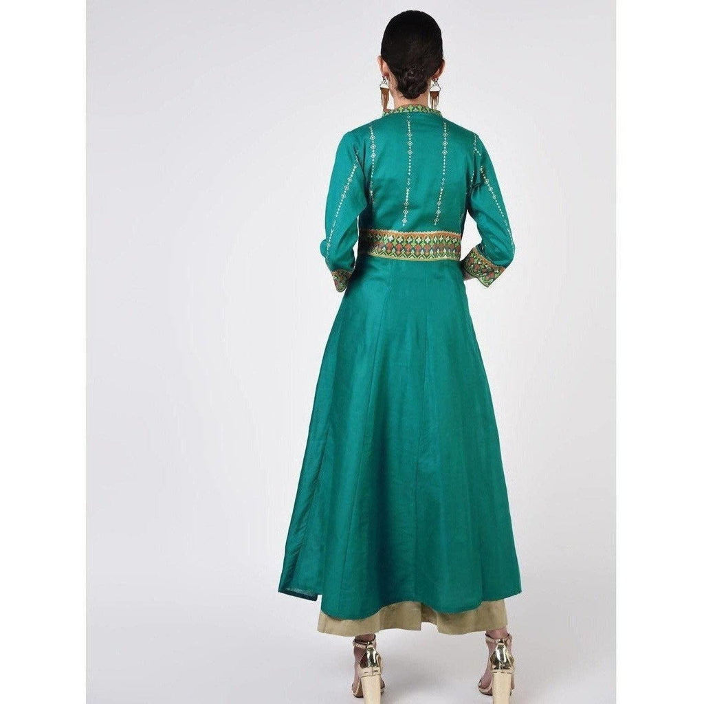 Cheera Women's Hand Block Print Ghagra Style Anarkali Kurta (CH038K) | Grocsy