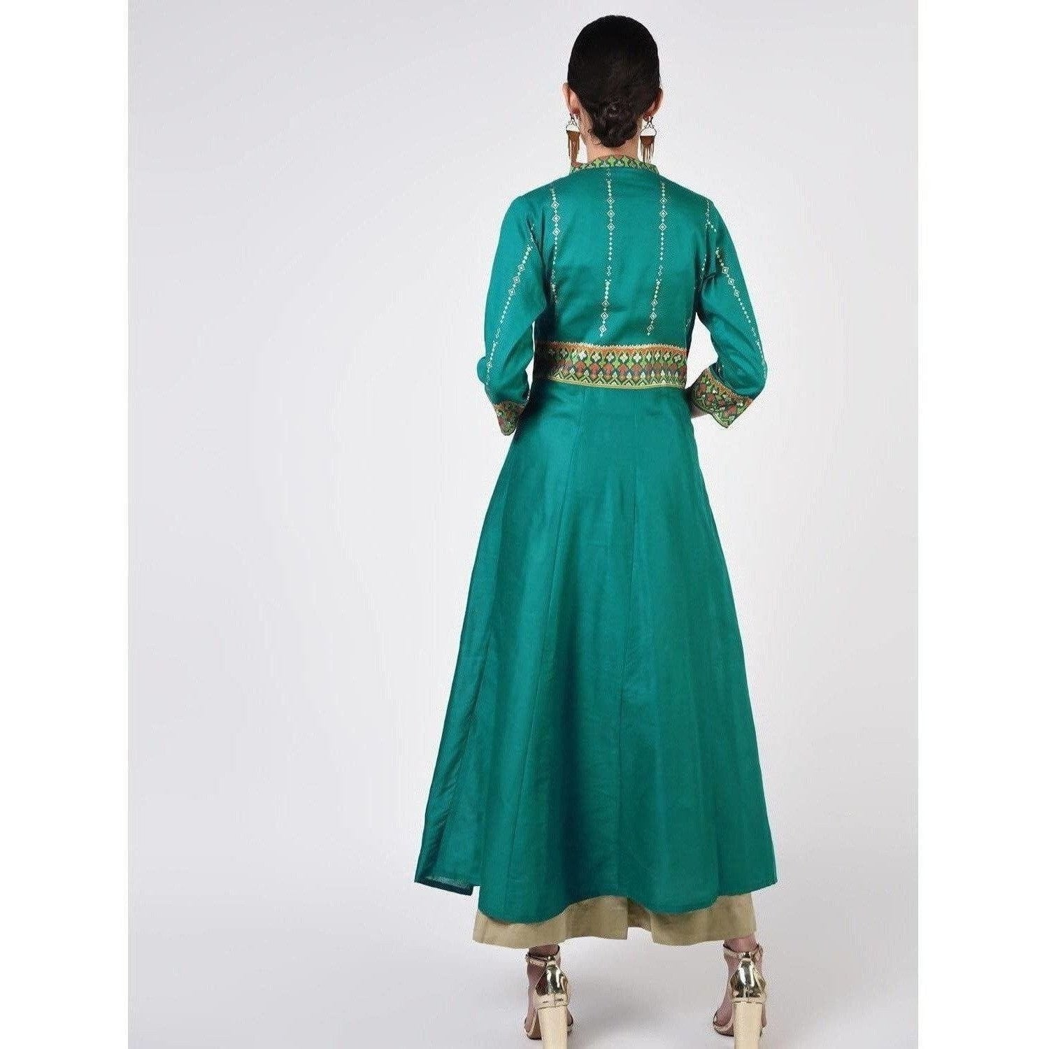 Cheera Women's Hand Block Print Ghagra Style Anarkali Kurta (CH038K) | Grocsy