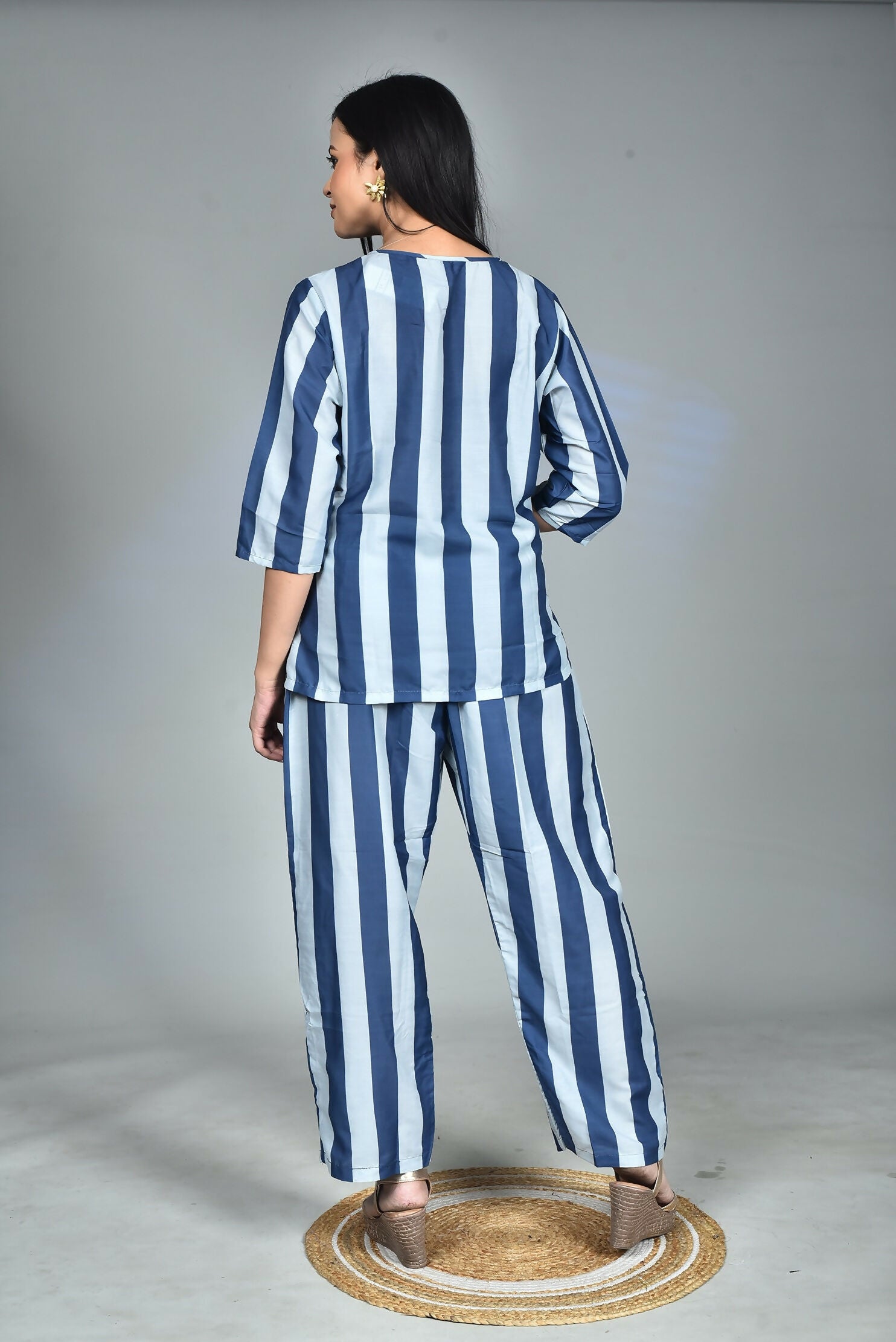 Morchari Digital Print Semi Muslin Co-Ord Set Top & Trouser-Multicolor | Grocsy