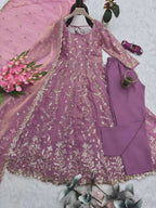 Teeya Creation Pink Color Faux Georgette Long Party Wear Gown | Grocsy