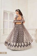 Aastha Fashion Space Gray Butterfly Net White Cotton Thread Work And Sequence Work Embroidery Wedding Wear Lehenga Choli | Grocsy