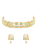 Gold-Polished Traditional Kundan Pearl Choker Necklace Jewellery Set For Women And Girls - Wahe Jewels - Swadesiicart