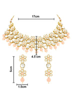 Gold-Polished Traditional Kundan Studded Bridal Choker Necklace & Drop Earrings Jewellery Set For Women/Girls - Wahe Jewels - Swadesiicart