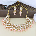 Gold-Polished Traditional Kundan Studded Bridal Choker Necklace & Drop Earrings Jewellery Set For Women/Girls - Wahe Jewels - Swadesiicart