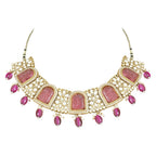 Gold-Polished Traditional Kundan Pearl Choker Necklace Jewellery Set For Women/Girls - Wahe Jewels - Swadesiicart