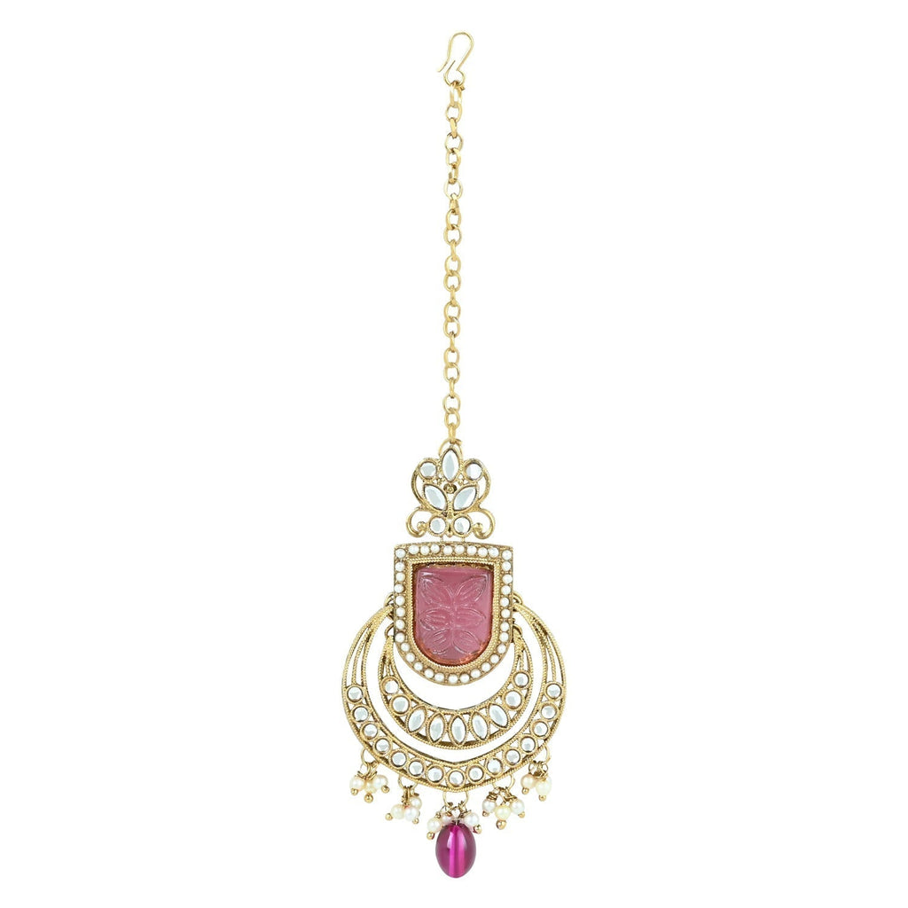 Gold-Polished Traditional Kundan Pearl Choker Necklace Jewellery Set For Women/Girls - Wahe Jewels - Swadesiicart