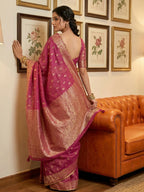 Shree Shyam Fashion Wine Tissue Silk Saree | Grocsy