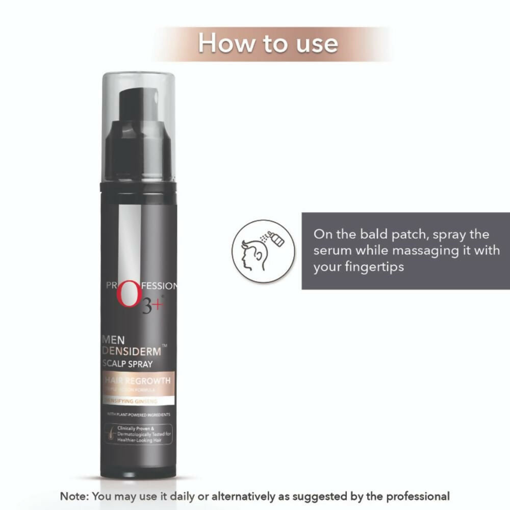 Professional O3+ Men Densiderm Hair Growth Scalp Serum Spray For Anti Hair Loss With Ginseng | Grocsy