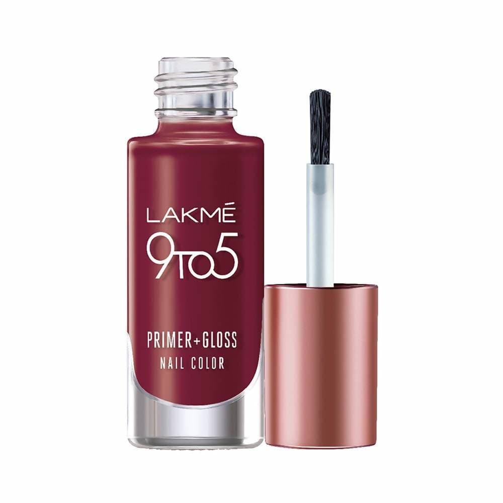 Lakme 9 to 5 Primer + Gloss Nail Colour - Red Alert | Grocsy