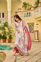 Joban Fashion Pink/white Kurta Set Georgette Embroidery Sequence Work | Grocsy