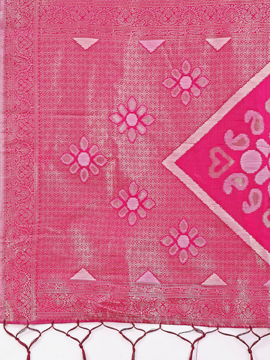 Shree Shyam Fashion Sajni Pink Linen Cotton Saree | Grocsy