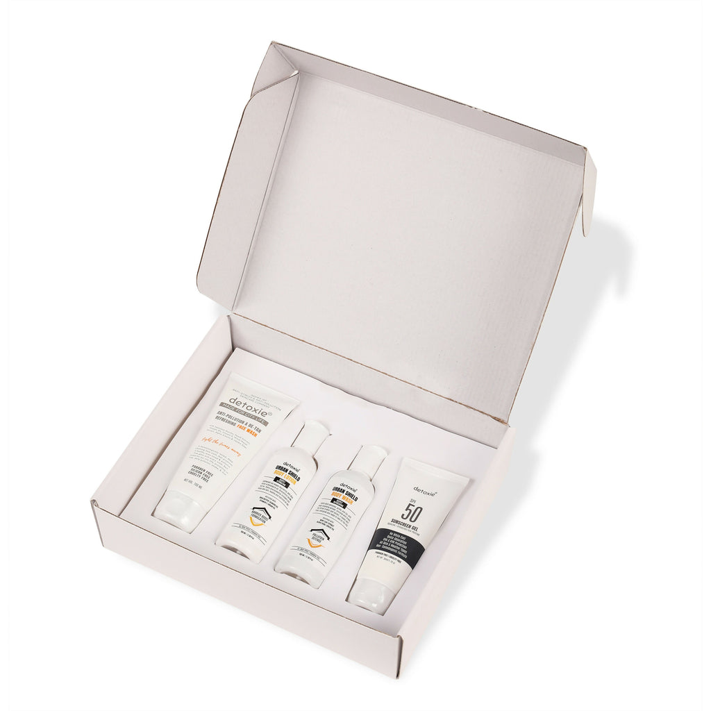 Detoxie Urban Shied The Unwind Experience Unisex Daily Urban Skin Protection & Care Kit | Grocsy