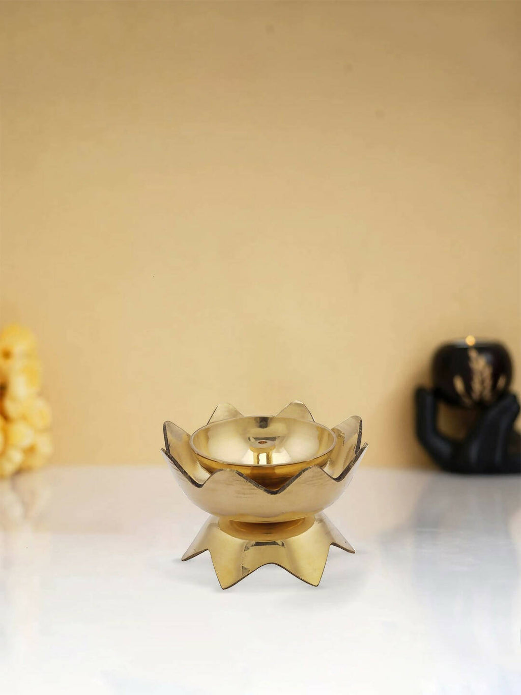 CraftVatika Gold-Toned Brass Handmade Diya | Grocsy