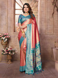 Aastha Fashion Red Banarasi Tissue Silk Weaving Saree | Grocsy