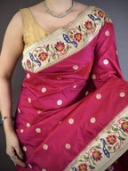 Prime Volt Premium Soft Silk Mayur Paithani Saree with Peacock Meena Weaving & Rich Pallu-Deep Maroon | Grocsy