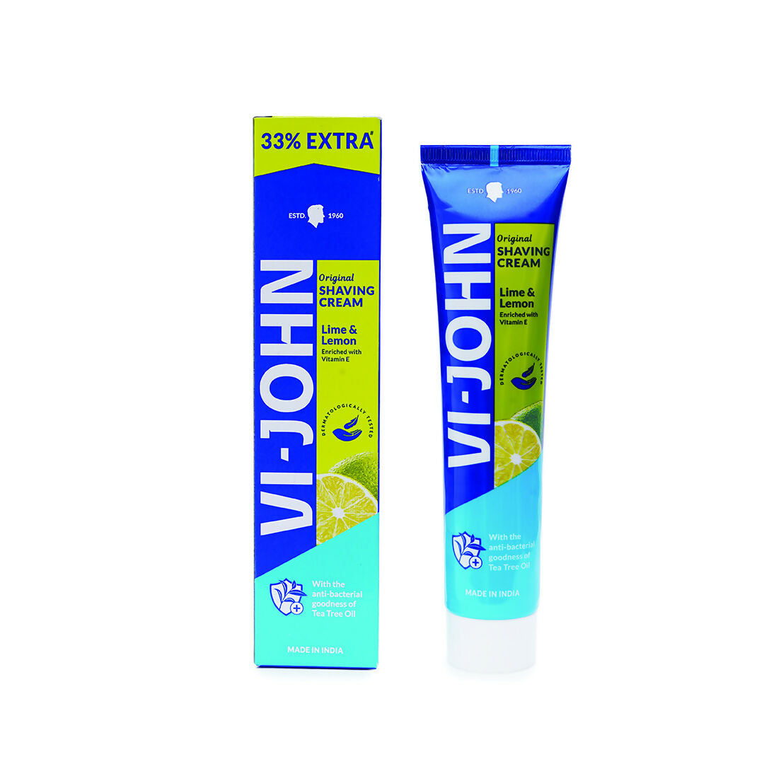 VI-JOHN Dermatologically Tested Vitamin-E enriched Anti Bacterial Lime & Lemon Shaving Cream | Grocsy