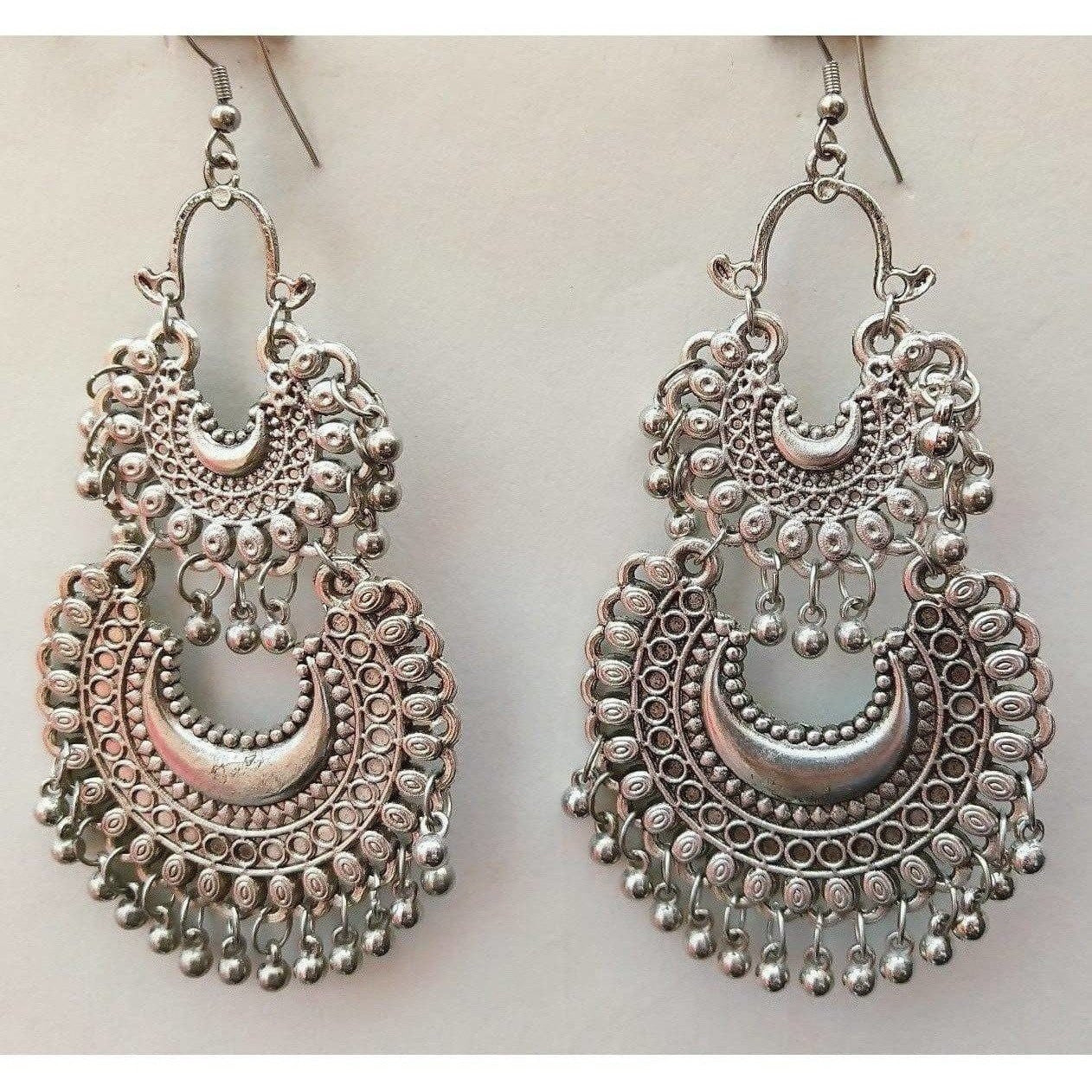 MS Fashion India Fancy Silver Party Wear Tassel Beautiful Drops Earrings | Grocsy