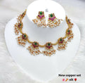 Joban Fashion Women Ruby & Green Copper Necklace Set | Grocsy