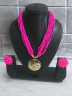 Inhanns All-Day Statement Beaded Necklace Set - Pink | Grocsy