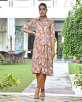 Vaasva Women's Brown Cotton Digital Printed Cord Set | Grocsy