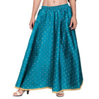 Asmaani Turquoise Color Golden Zari Work Maxi Skirt | Grocsy